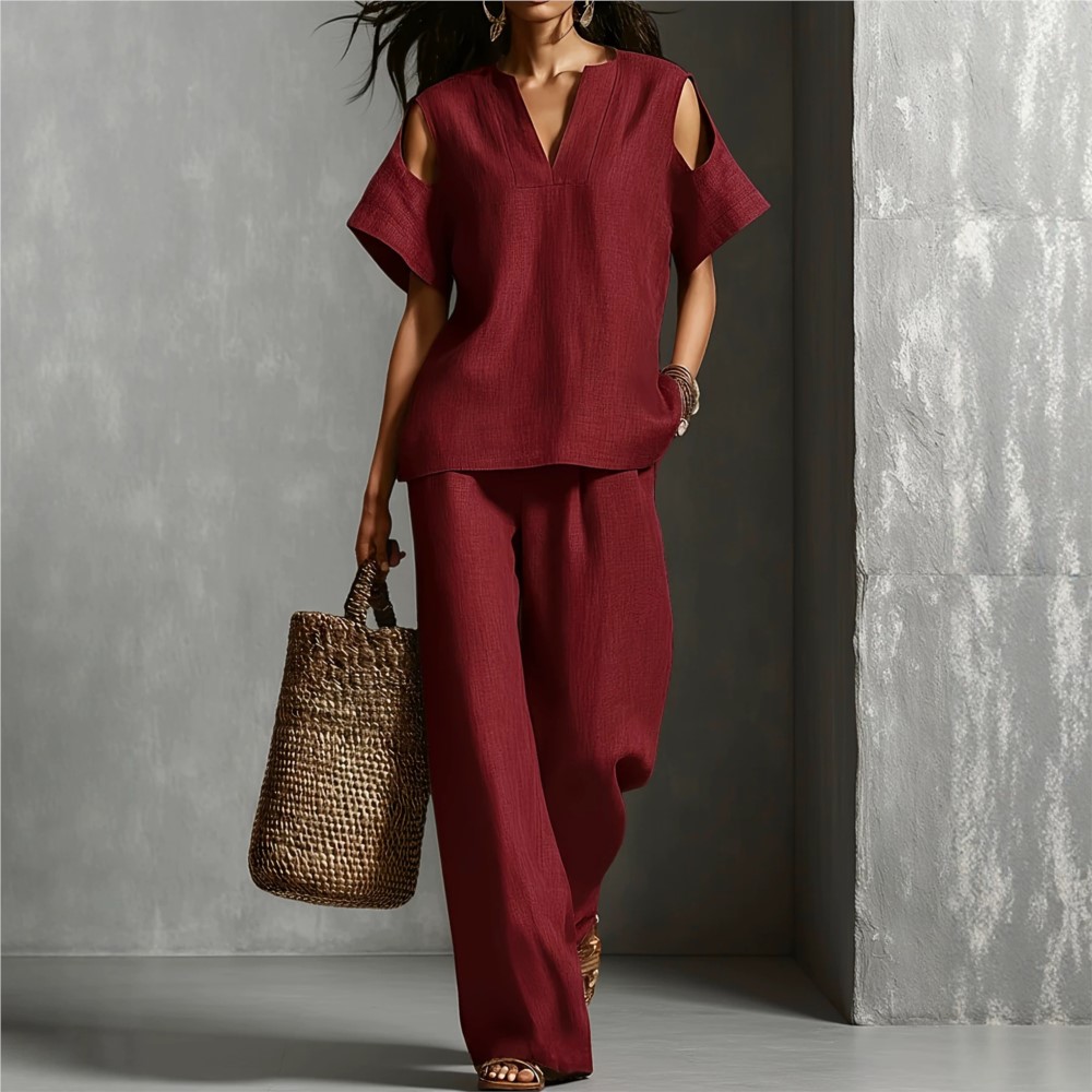 Dames effen kleur eenvoudig li - Linen Pant Wide recensie en prijs